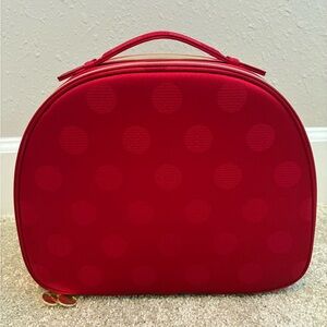 Estee Lauder Makeup Cosmetic Train Case Red Polka Dot Women's Bag Holiday